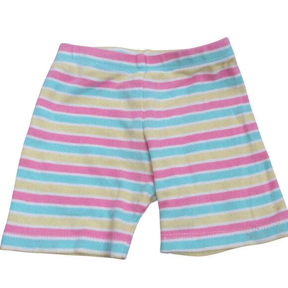 Pull On Shorts Toddler Girls Size‎ 12M Pink Yellow Blue Striped Elastic Bottoms - Picture 1 of 3